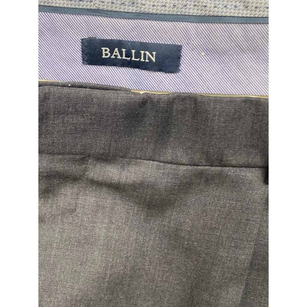Ballin Mens‎ Pants 40x28 Dark Gray Cuffed Super 120s Wool Classic Trouser
